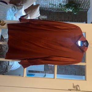 Trois backless orange silk dress